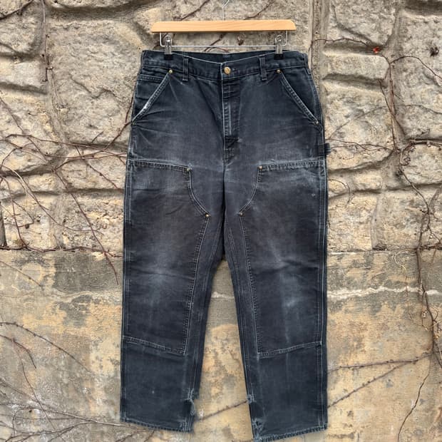 칼하트 빈티지 b01 blk 하드페이딩 카펜터 더블니 워크 팬츠 32