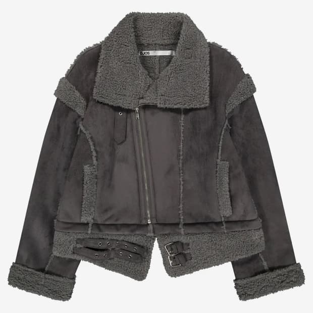 오호스 퍼 시어링 자켓 무스탕 차콜 교환