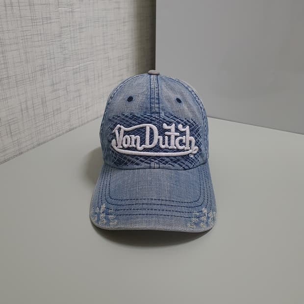 Von Dutch 본더치 그런지 데님 워싱 데미지 볼캡 모자 Y2K