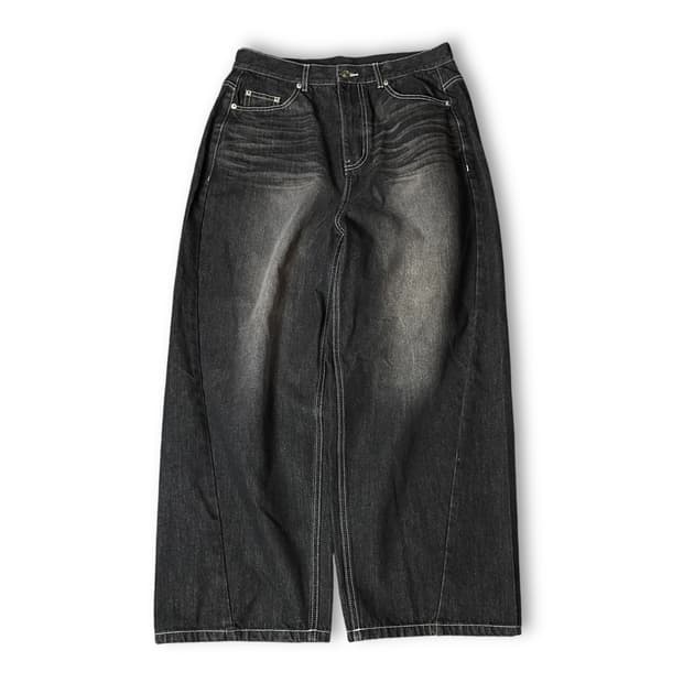 (33) THEY 워시드블랙 벌룬핏 데님 팬츠 L