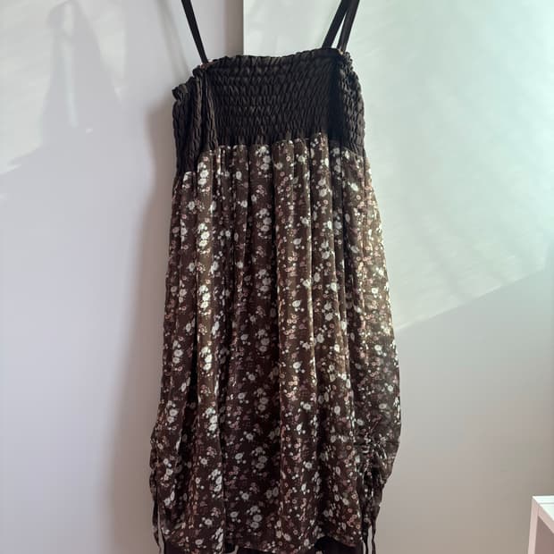 빈티지 플라워 무늬 미니 원피스