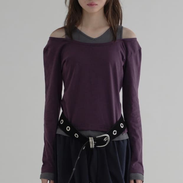 마가린핑거스 레이어드 컷아웃 티셔츠 오프숄더