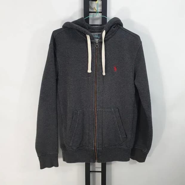 폴로 후드집업 기모 차콜 그레이 m