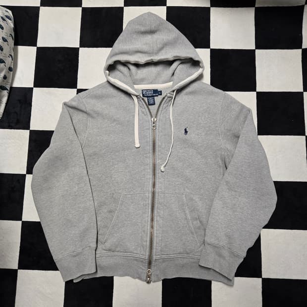 L 폴로랄프로렌 써멀 헤비코튼 투웨이 집업 후드 그레이