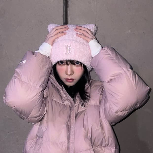 MLB 플러시 미야옹 비니 뉴욕양키스 핑크 딸기우유 엠엘비