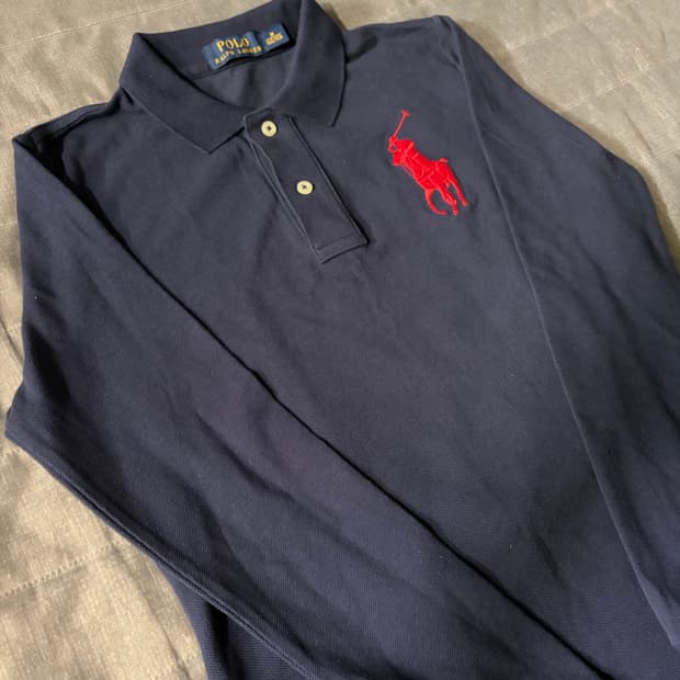 폴로 빅포니 긴팔 카라티 네이비