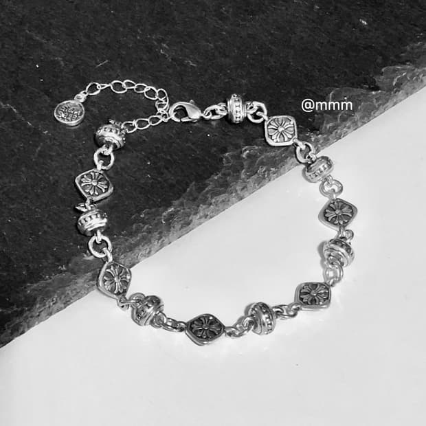 (Unisex) 크로스 크롬 체인 팔찌