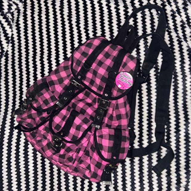 빈티지 펑크 체크 백팩