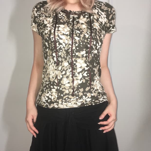 jpn vintage unique pattern frill blouse