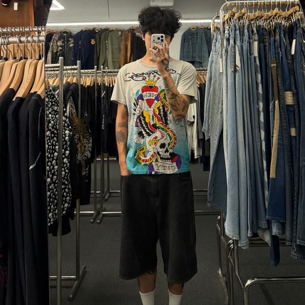 XL) 에드하디 빈티지 y2k 프린팅 반팔 티셔츠