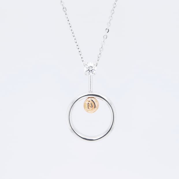 다미아니 서클 D로고 천연 다이아몬드 1P 18K 골드 펜던트 목걸이