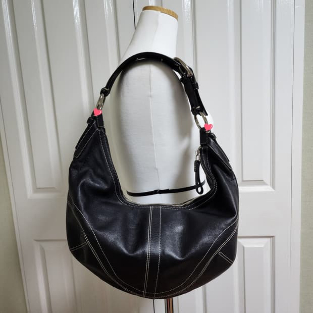 상태굿) 코치 블랙 레더 호보, 숄더백