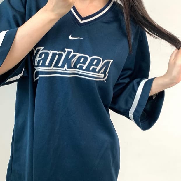 Nike 나이키 뉴욕양키스 베이스볼 네이비 져지 티셔츠