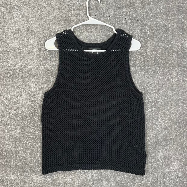 스투시 오다이드 헤비웨이트 메쉬 탱크 솔리드 블랙