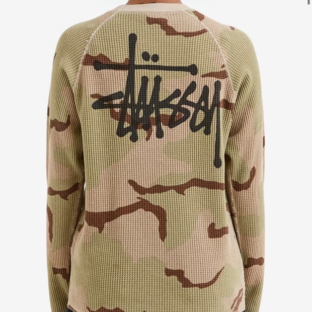 STUSSY 스투시 래글런 써멀 롱슬리브 크루 S / 샌드카모 