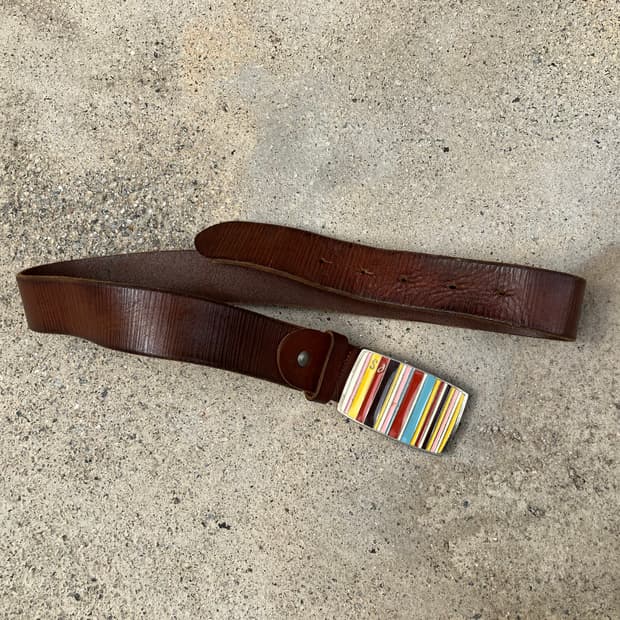 Paul Smith 스트라이프 버클 레더 벨트