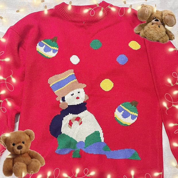 빈티지 크리스마스 눈사람 니트