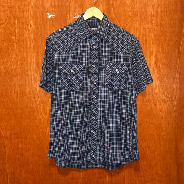 (M) Wrangler 랭글러 체크 웨스턴 반팔 셔츠