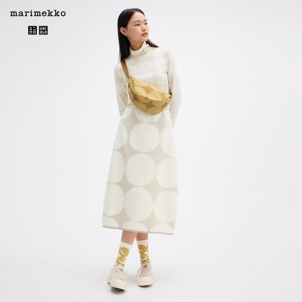 유니클로 마리메꼬 후리스 스커트 아이보리 M 새상품