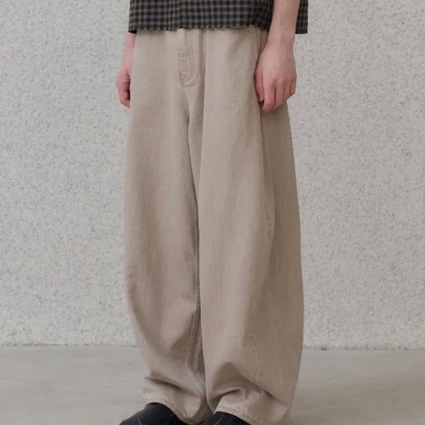 노운 wide curved denim pants(sand beige) 0