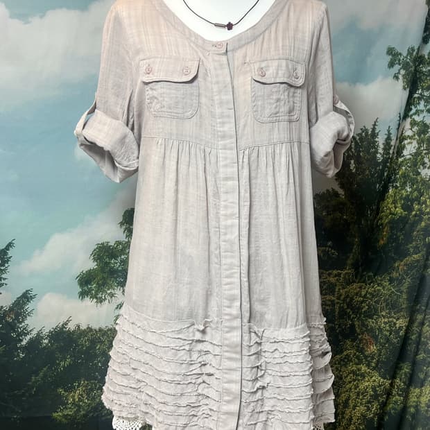 Teard frill shirt pocket dress a layer