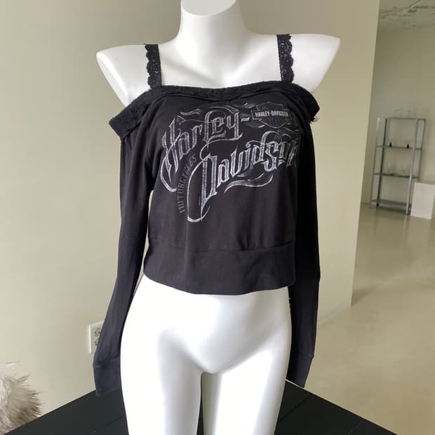 할리데이비슨 커스텀 오프숄더 탑