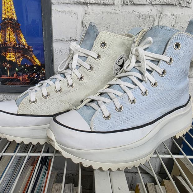 컨버스 런스타 스니커즈 270 하이크 하이 블루 빈티지 화이트  SE14
