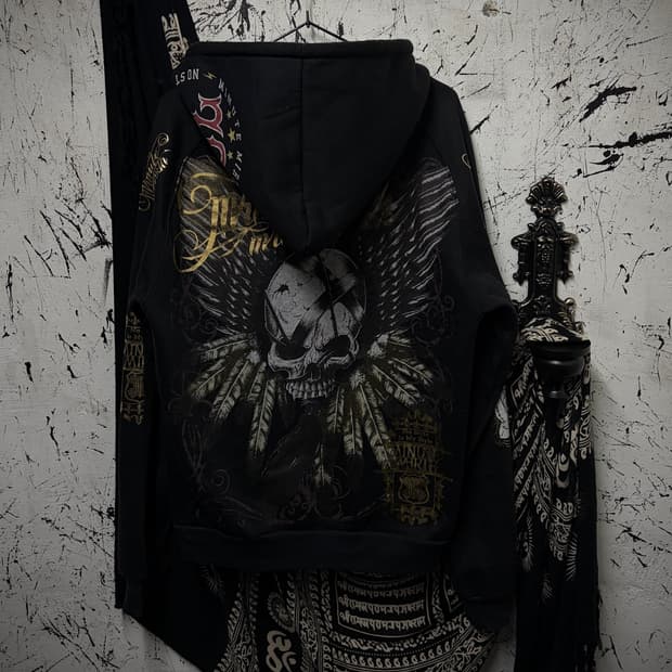 Skull Big Print Hoodie Zip-Up