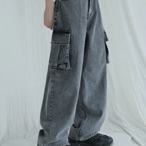 어반드레스 스노우 카고 데님 블랙