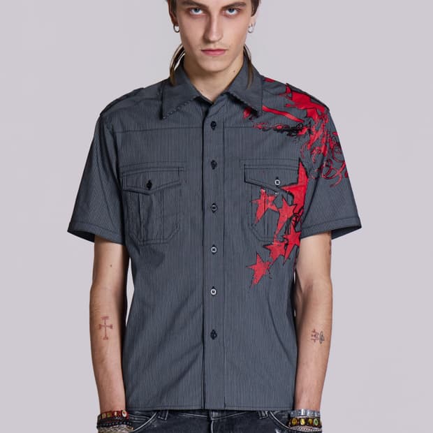 Jaded Man 제이디드런던 스크립트 핀스트라이프 셔츠