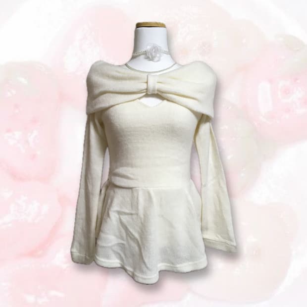 빈티지 히메갸루 리본 오프숄더 