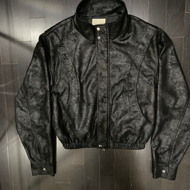 high neck leather jacket