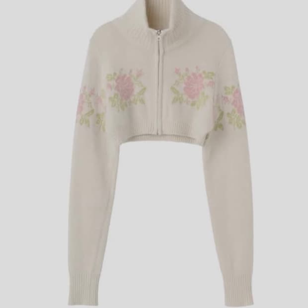 Angora Underboob Zip-Up Ivory S