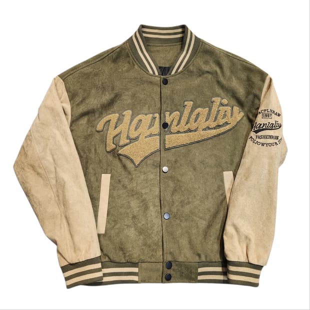 스웨이드 배색 야구 점퍼 자켓
