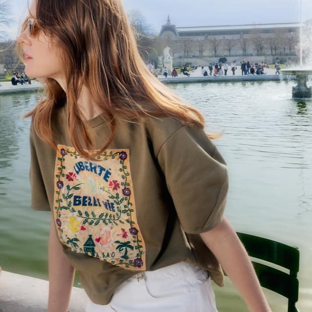 O2nd 2025 아트 패치 반팔 티셔츠 85사이즈