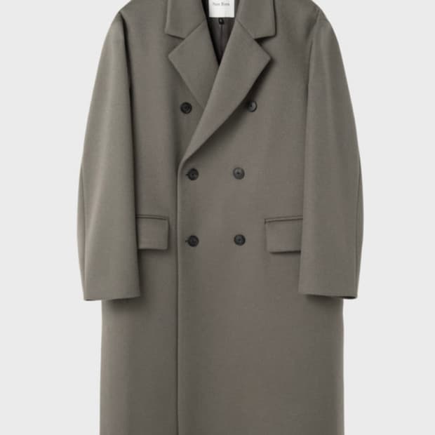 넌블랭크 캐시미어 사이드 딥 밴트 코트 카키 M