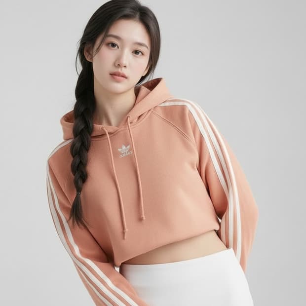 아디다스 크롭 후드티 S