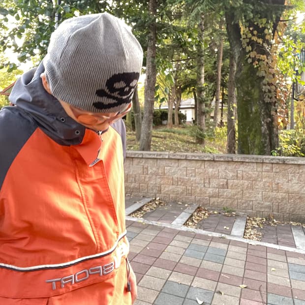 빈티지 스컬 자카드 비니