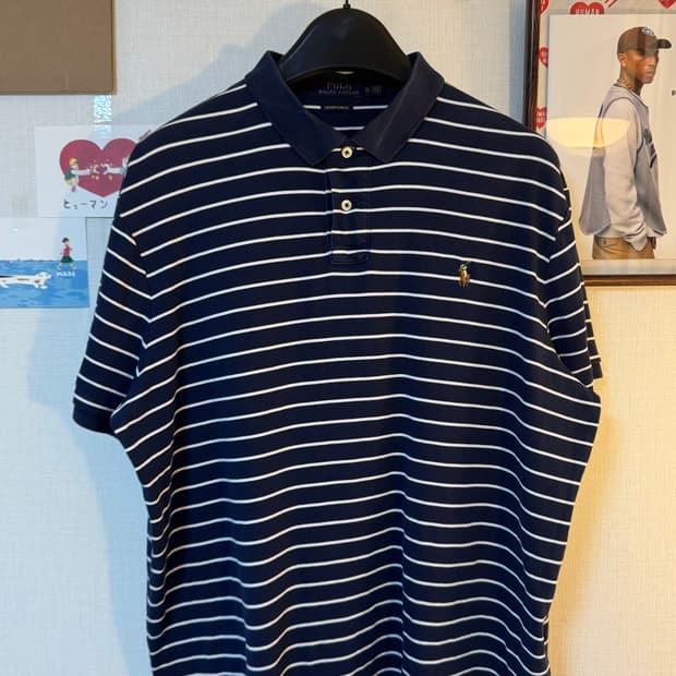 (XL) 폴로랄프로렌 커스텀슬림핏 스트라이프 카라티 네이비