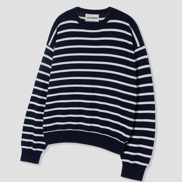 굿라이프웍스 스트라이프 니트 네이비 L