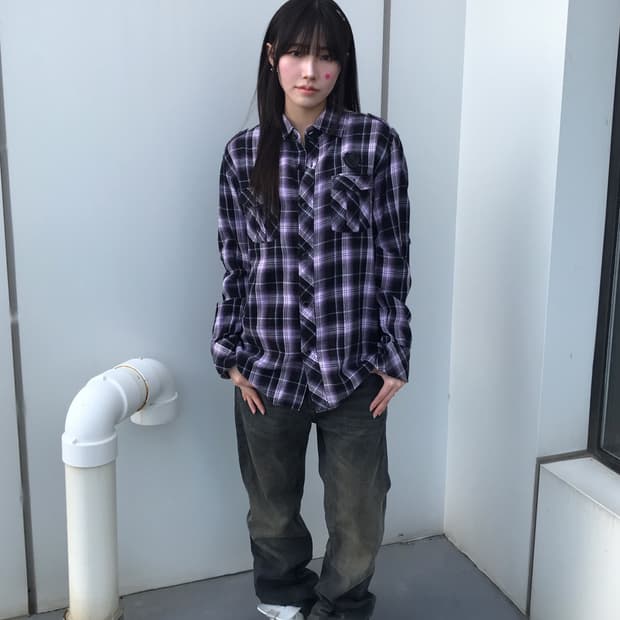 RUSS-K Y2K Purple Plaid Shirt