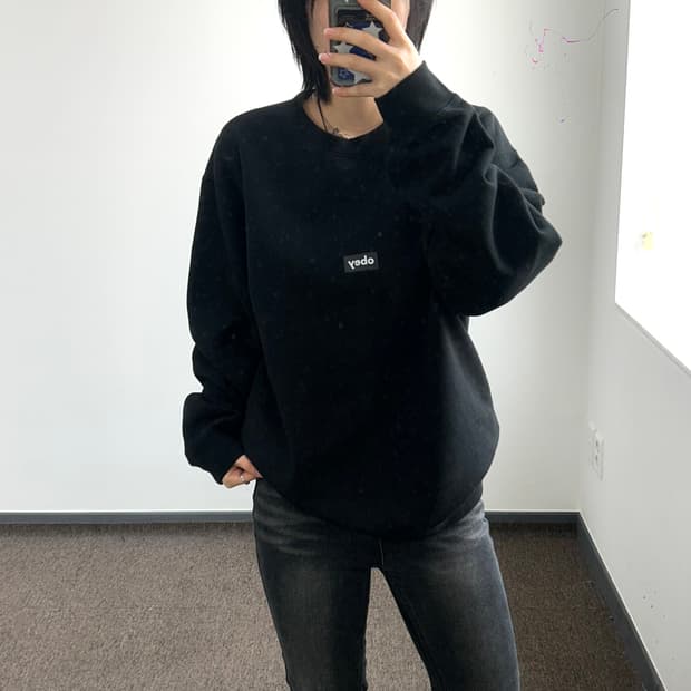 Obey 오베이 스몰로고 블랙 기모 맨투맨