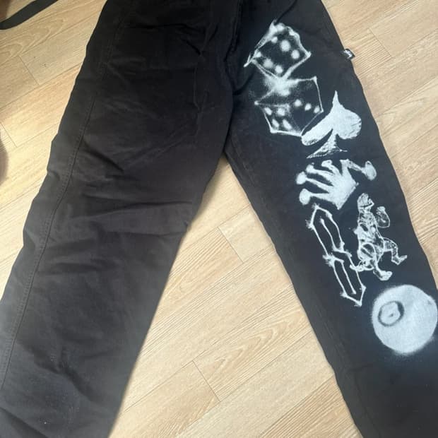 스투시 에어브러쉬 아이콘 비치 팬츠 블랙 s