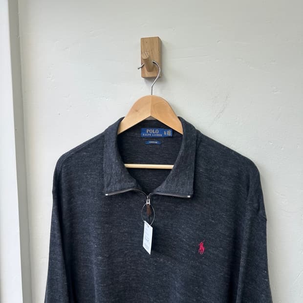 16282 - 폴로 랄프로렌 차콜 반집업 니트