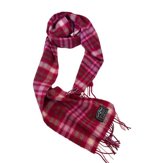 Scots Regal 핑크 타탄 램스 울 머플러