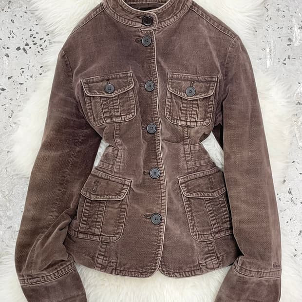브라운 너드모리 버튼 자켓 