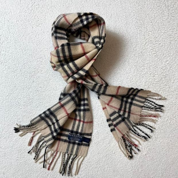 버버리 90s 100% 캐시미어 노바 체크 목도리 A1782