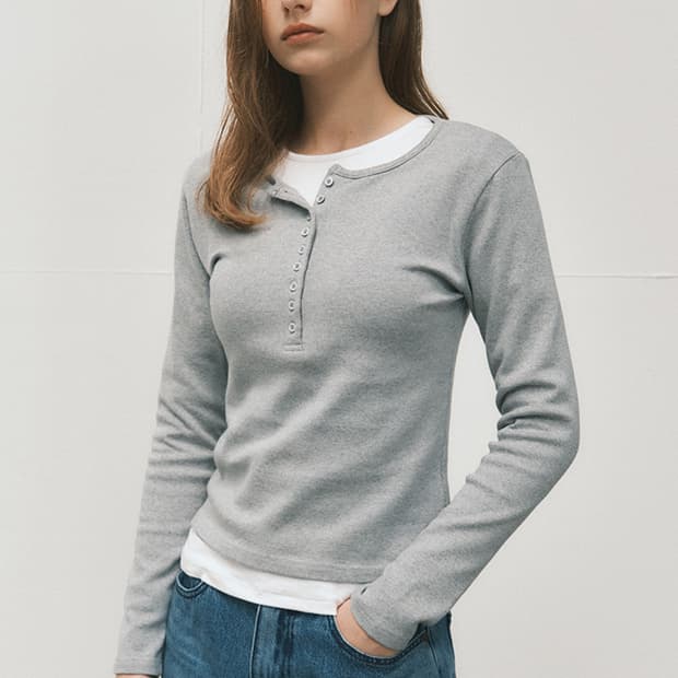 <새상품🖤> 웬즈데이오아시스 헨리넥 피치 코튼 티셔츠