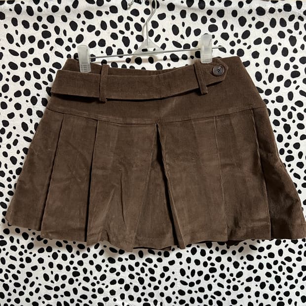 플리츠 코듀로이 벨트 스커트 