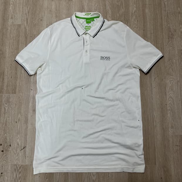 휴고보스 모던핏 로고 기능성 반팔 카라티 [화이트] XL/105